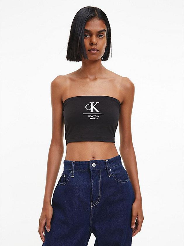 Calvin Klein USA Logo Bandeau Womens Top Black 8405769-OX